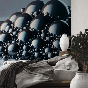Fototapeta - Stos czarnych kul (196x136 cm)