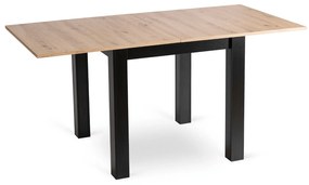 Zestaw Stół Kwadratowy Rozkładany MAX 80-160 cm Dąb Craft/Czarny i 6 Krzeseł Tapicerowanych CHRIS Beżowych Nowoczesnych