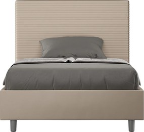 Łóżko bez stelaża tapicerowane 120x190 sztucznej skóry szaro-beżowy Focus