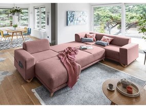 Różowy rozkładany/ze schowkiem narożnik (prawostronny/w kształcie litery U) Classy Sophie – Miuform