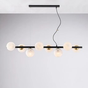 Lampa wisząca Adrian z czarnego lakierowanego i brązowionego żelaza, 8 lamp, dł. 121 x 30, BL278-8-NR