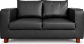 (Wyprzedaż) Klasyczna sofa 2 osobowa z czarnej ekoskóry