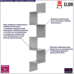 Szara narożna półka ścienna na książki T5-P11