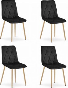 Krzesło Valora TYRA, kolor czarny aksamit, nogi z drewna x4