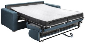 Kanapa 3-osobowa z ekspresowym mechanizmem rozkładania z tkaniny CALITO - Niebieski - Wymiary miejsca do spania: 140 cm - Materac 16 cm z pamięcią kształtu