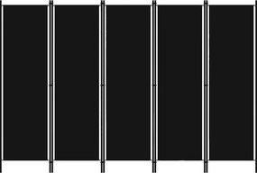 Parawan pokojowy z 5 panelami, 250x180 cm, czarny.
