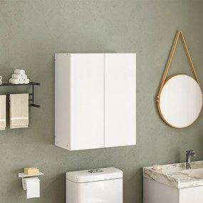 Wisząca szafka łazienkowa biała, nowoczesna, z 2 drzwiczkami, montowana na ścianie – 3 półki, 80 cm