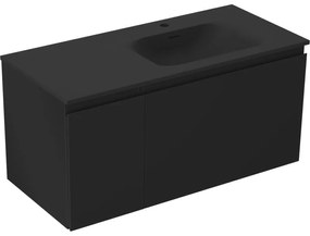 Mexen Orio szafka łazienkowa 100 cm z umywalką Vela prawą, 1S, 1D, czarna mat - 91A13-10047-3-BBFF71-W23P71