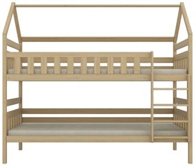 Łóżko piętrowe domek FELIKS 160x80 sosna lakierowana drewniane z szufladami KOCOT KIDS
