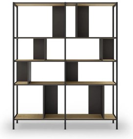 Czarny regał w dekorze dębu 144x175 cm Alabama – Marckeric