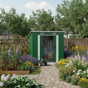 Domek narzędziowy L do ogrodu zielony Gardebruk