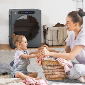 HOMCOM Suszarka do ubrań, 6 programów, 40-60°C, pojemność 4 kg, kompaktowa, obsługa dotykowa, Szary