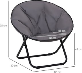 Outsunny Krzesło Składane Kempingowe Ogrodowe Metal Tkanina Oxford Szare 80x80x75cm | Aosom PL