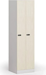 Szafka ubraniowa S1 wąska, 2-drzwiowa, 1850 x 500 x 500 mm, zamek mechaniczny z kodem, drzwi laminowane, brzoza