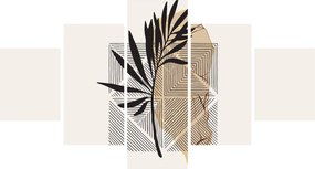 Obraz - Abstrakcja z tropikalnymi liśćmi N⁰1 (125x70 cm)