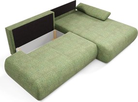 Masseno Narożnik DELTA z funkcją spania i pojemnikiem na pościel Narozniki L, Rozkładana sofa - Zielony, PUENTE 34