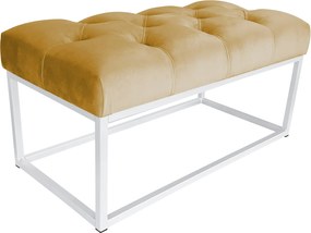Ławka CHESTERFIELD tkanina Welur loft ławka metal : Kolor Stelaża - Biały, Kolor tkaniny - VELVET - MG15, Typ tkaniny - Velvet