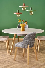 Stół okrągły rozkładany do jadalni płyta kaszmir/naturalny 102-142/102/73 cm RUBEN