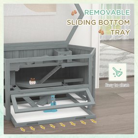 PawHut Klatka dla chomika, 3 poziomy, wyjmowana taca, Drewno/Metal, 115x60x55 cm