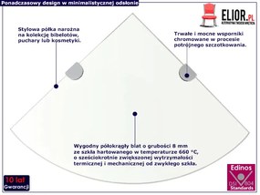 Półka narożna ze szkła hartowanego Atrosa 3X