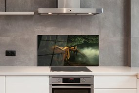 Szkło do Kuchni na Ścianę Kobieta-Drzewo pod Chmurami