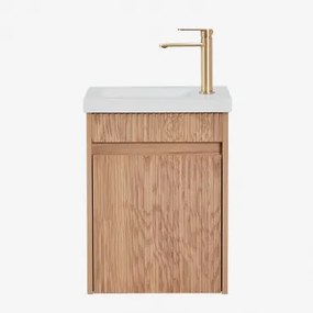 Zestaw Wiszących Mebli Łazienkowych Zintegrowany Z Umywalką Narek Popielaty Brąz & Bezlusterkowiec & - Sklum