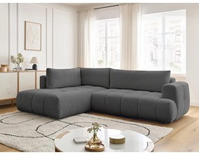 Ciemnoszary rozkładany/ze schowkiem narożnik (lewostronny/w kształcie litery L) Fuji – Bobochic Paris