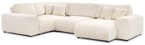 Kremowy sztruksowy narożnik (lewostronny/w kształcie litery U) Justin – Ropez