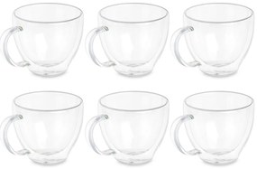 Zestaw szklanek termicznych do kawy lub herbaty, podwójne ścianki, 6 filiżanek, 140 ml