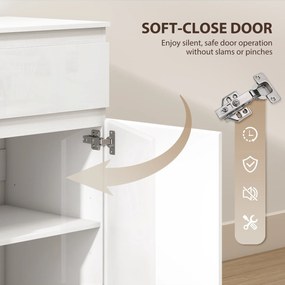 HOMCOM Nowoczesny sideboard, szafka do przechowywania z 5 szufladami, regulowaną półką, drzwiami Soft-Close, biały wysoki połysk | Aosom PL