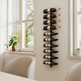 HOMCOM Regał na wino metalowy uchwyt ścienny na 10 butelek do kuchni salonu domowego baru czarny | Aosom PL