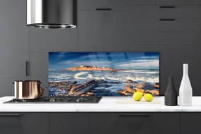 Dekor Szklany do Kuchni Szlifowane Kamienie Na Brzegu