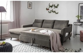 Ciemnoszary aksamitny narożnik rozkładany Miuform Stylish Stan, lewostronny