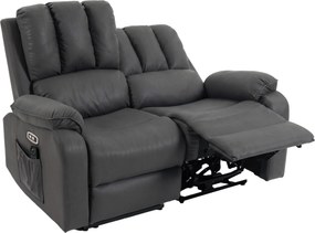 HOMCOM Dwuosobowa elektryczna sofa relaksacyjna z Leathaire, funkcją masażu i ogrzewania, 2 piloty, złącza USB/USB‑C | Aosom PL