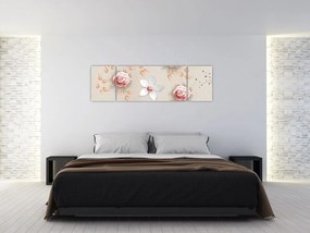 Obraz - Kwiaty róży (170x50 cm)