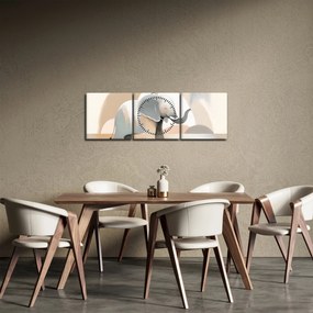 Obraz - Słoń w pastelowych kolorach (z zegarem) (90x30 cm)