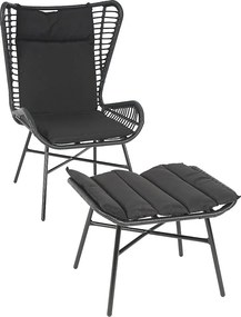 Zestaw polirattanowy MCW-G17b (2-częściowy),  antracyt, antracytowe poduszki