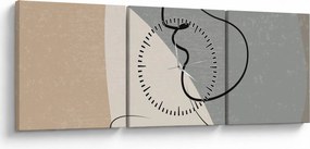 Obraz - Line art dwie twarze (z zegarem) (90x30 cm)