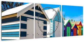 Obraz - Brighton Beach, Melbourne, Australia (z zegarem) (90x30 cm)