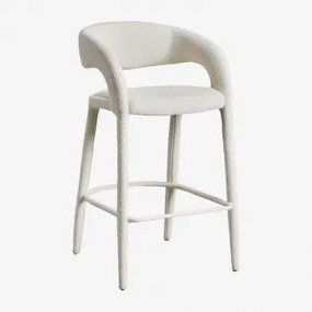 Wysoki Taboret Tapicerowany Arazeina Bouclé White - Sklum