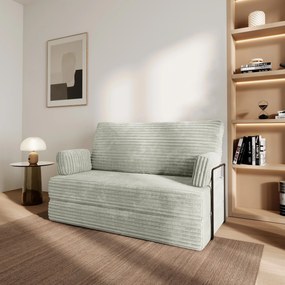 Masseno Sofa piankowa LADIA z funkcją spania, Kanapa z pianki do salonu, Bezmontażowa, Tkanina sztruksowa – Jasnoszary TILIA 83