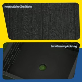 Outsunny Stojak pod parasol 3 w 1, Stolik boczny, Skrzynka na kwiaty, do 80 kg piasku, odporny na warunki pogodowe, Czarny