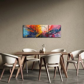 Obraz - Abstrakcja kolorów (z zegarem) (90x30 cm)