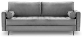 Jasnoszara aksamitna sofa Milo Casa Santo, 219 cm