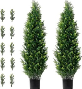 Sztuczne Drzewa, SucceBuy 2 Sztuki 120 CM Drzewek Cedrowych, Sztuczne Drzewa Topiary, Odporne na Promieniowanie UV, Do Dekoracji Wewnątrz i na Zewnątrz