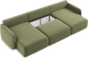 Zielony aksamitny rozkładany/ze schowkiem narożnik (w kształcie litery U) Kalena – Makamii