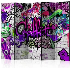 Parawan akustyczny Street art 225x172 cm 5-częściowy fioletowy ARTGEIST B
