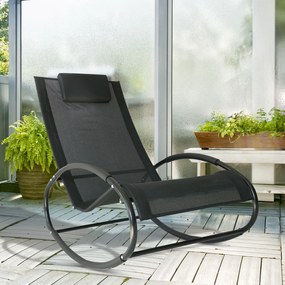 Outsunny leżak ogrodowy na biegunach z poduszką stal i texteline czarny odporny na warunki atmosferyczne 105x62x88cm | Aosom PL