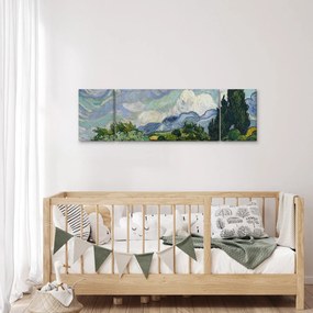 Obraz - Vincent van Gogh, Wheat Field with Cypresses, reprodukcje (170x50 cm)