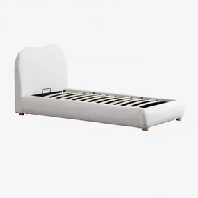 Łóżko Z Tapicerowanym Pojemnikiem Na Pościel Winselet Chenille Kość Słoniowa & 90 X 190 Cm - Sklum